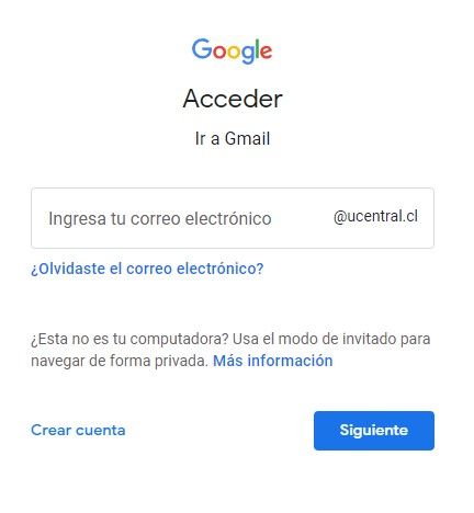 acceso gmail uncentral chile