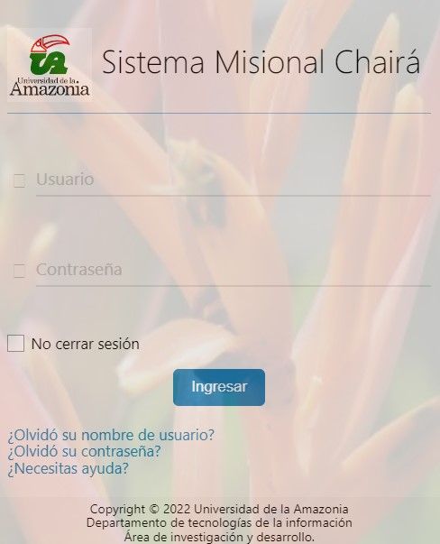 formulario sistema misional chairá
